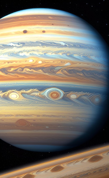 A close up of a planet with the rings of jupiter.