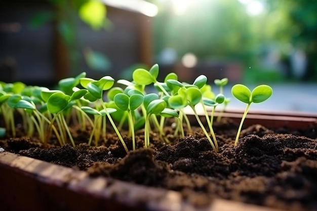 鍋の中の植物のクローズアップ