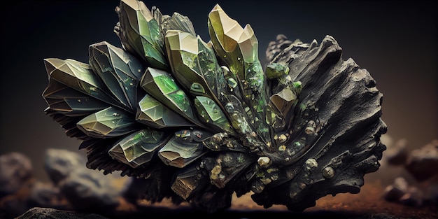 A close up of a plant on a rock generative AI