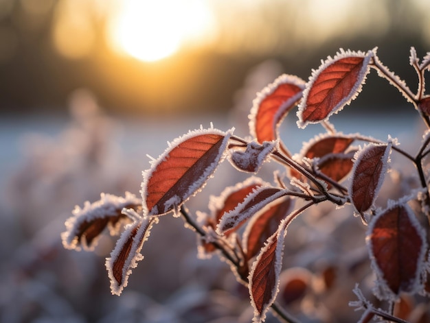 Photo a close up of a plant with frost on it