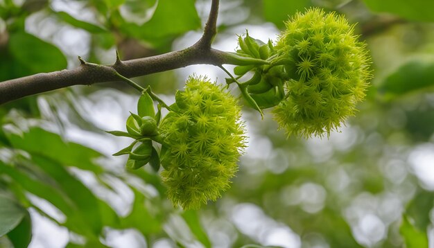 a close up of a plant with a green flower on it