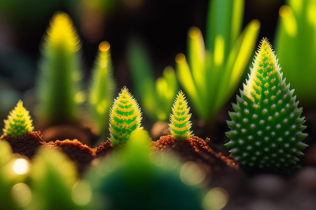 Крупный план растения с зеленым листом и словом "кактус" на нем