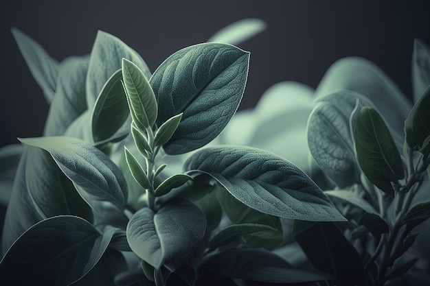 A close up of a plant with green leaves generative AI