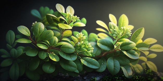 緑の葉生成 AI を備えた植物のクローズ アップ