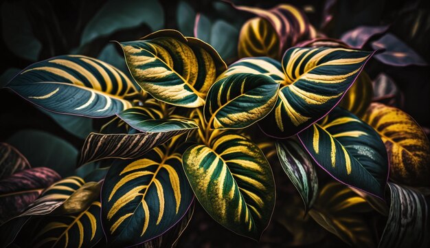 A close up of a plant with green and yellow leaves