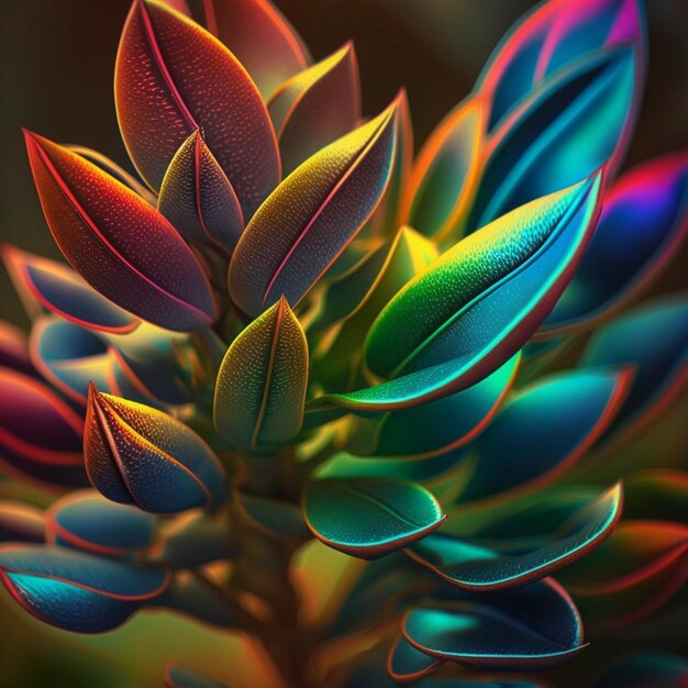 a close up of a plant with many colorful leaves generative ai