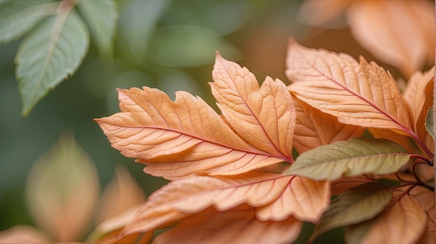 a close up of a plant with orange leaves