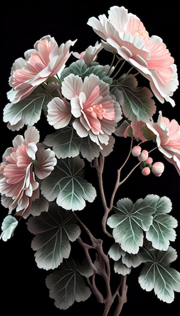 Close up of a plant with pink flowers generative ai