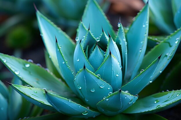 a close up of a plant with water droplets on it generative ai