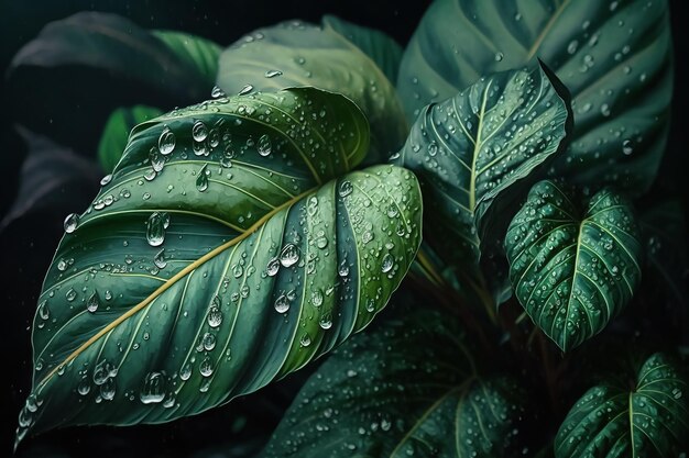 A close up of a plant with water droplets on it