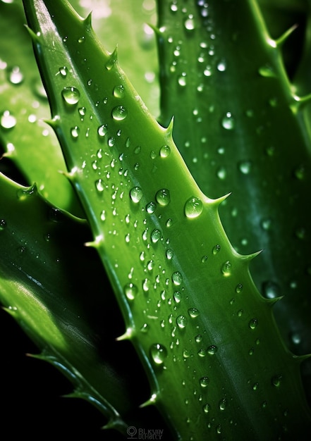 A close up of a plant with water droplets on it