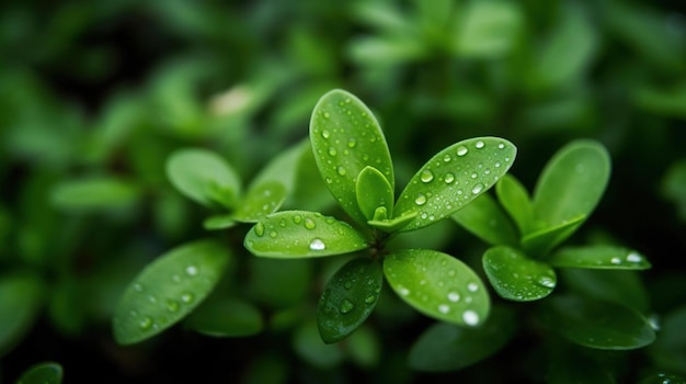 水滴が付いた植物の接写