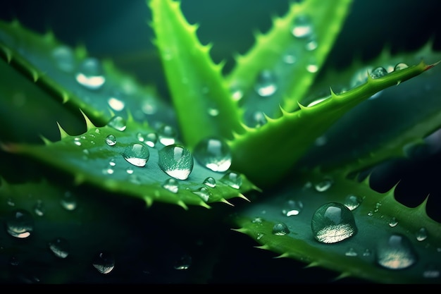 水滴が付いた植物の接写