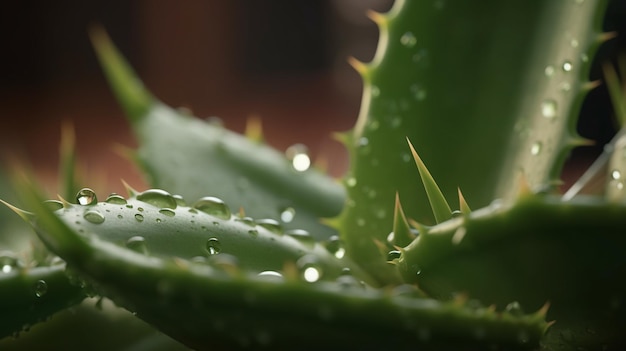 水滴が付いた植物の接写