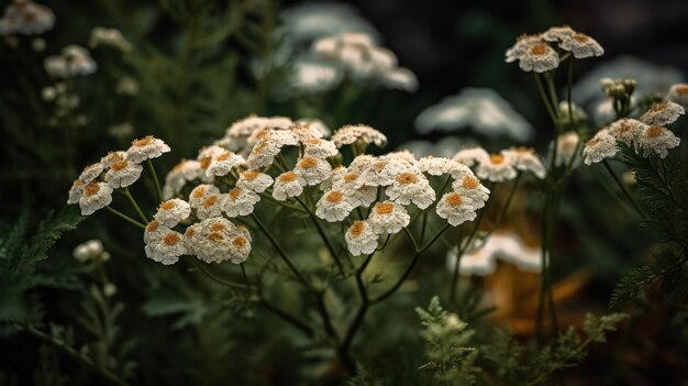 A close up of a plant with white flowers