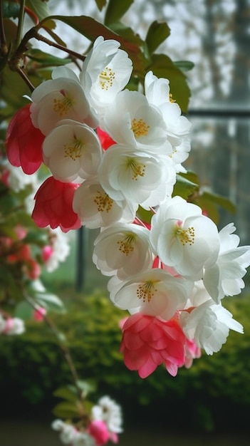 A close up of a plant with white flowers