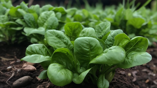 A close up of a plant with the word spinach on it