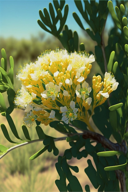 Close up of a plant with yellow flowers generative ai