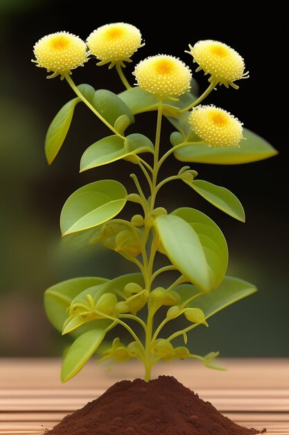 黄色の花を持つ植物のクローズ アップ