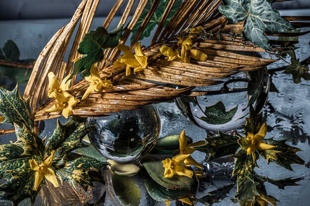 Photo close-up of plants in basket on table