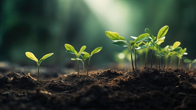 A close up of plants growing in the dark