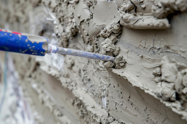 Foto prossimo piano di una parete di gesso che viene testata per la presenza di amianto