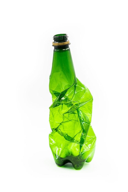 Close up of a plastic bottle on white background