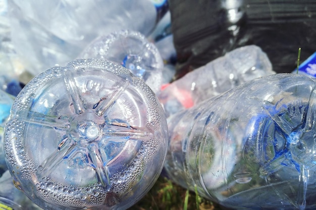 Close-up of plastic bottles