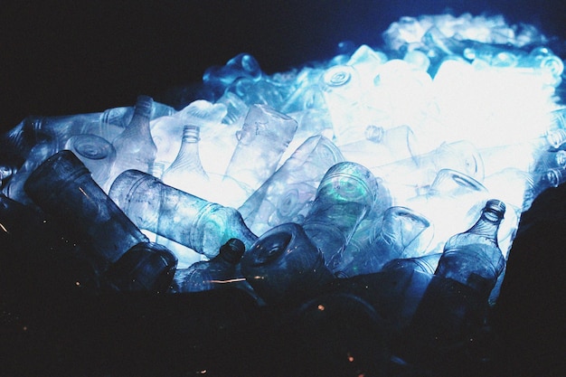 Photo close up of plastic bottles