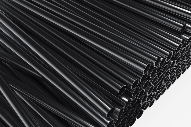 Close-up of plastic pipes on a white background 3d render illustration.