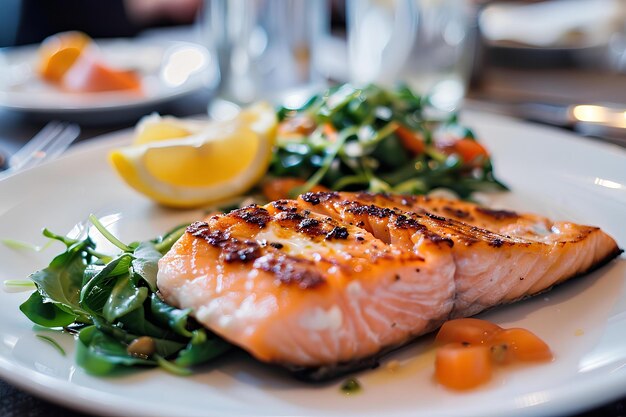 A close up of a plate of food on a table