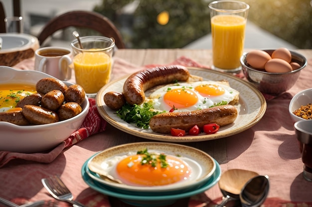 テーブルの上の食料の皿のクローズアップ