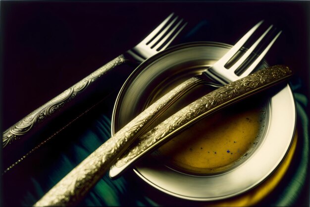 A Close Up Of A Plate Of Food With A Fork And Knife