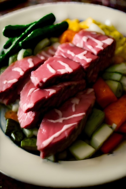 A Close Up Of A Plate Of Food With Meat