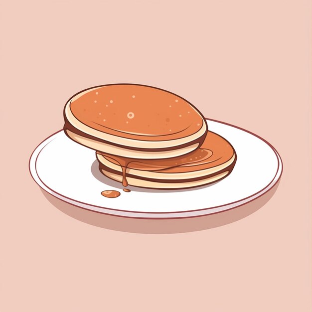 A close up of a plate of pancakes with syrup on it generative ai