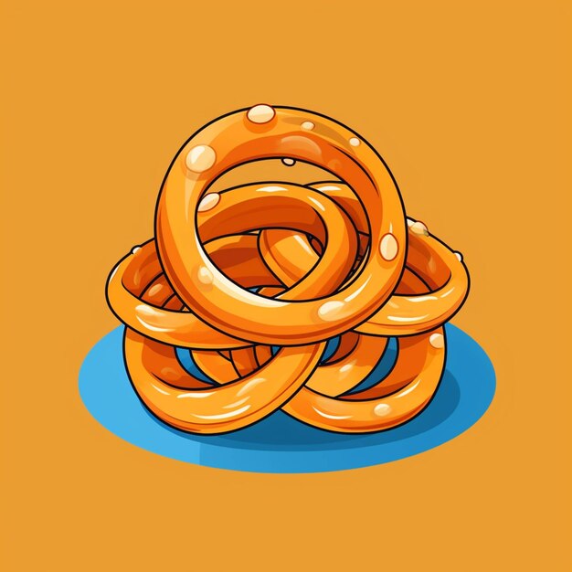 A close up of a plate of pretzels on a yellow background generative ai