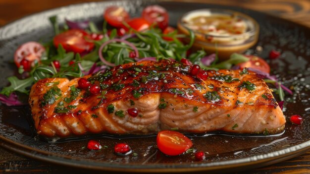 Close Up of Plate of Salmon