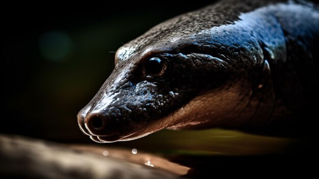 A close up of a platypus head