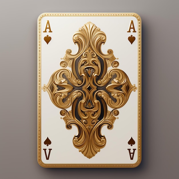 a close up of a playing card with a gold design generative ai