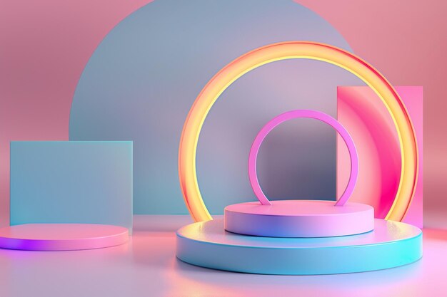 a close up of a podium with a circle and a square generative ai