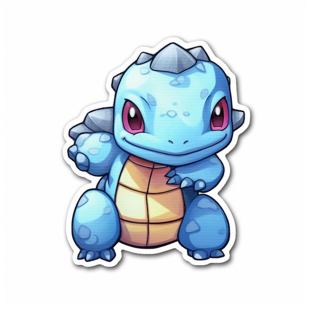 Premium AI Image  a close up of a pokemon sticker with a blue and brown  pokemon character generative ai