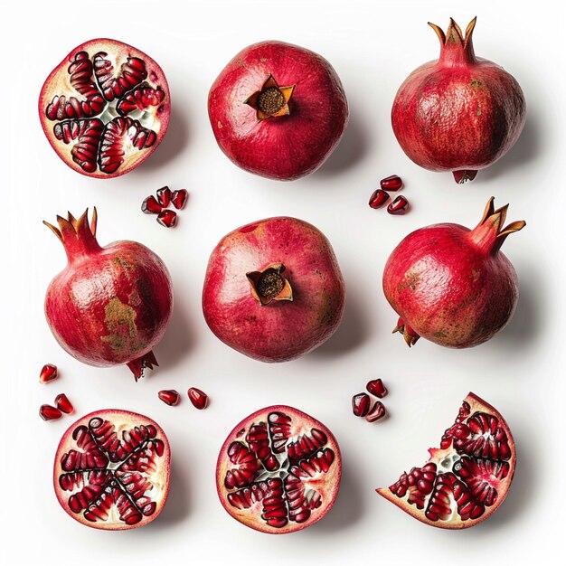 a close up of a pomegranate cut in half and whole generative ai