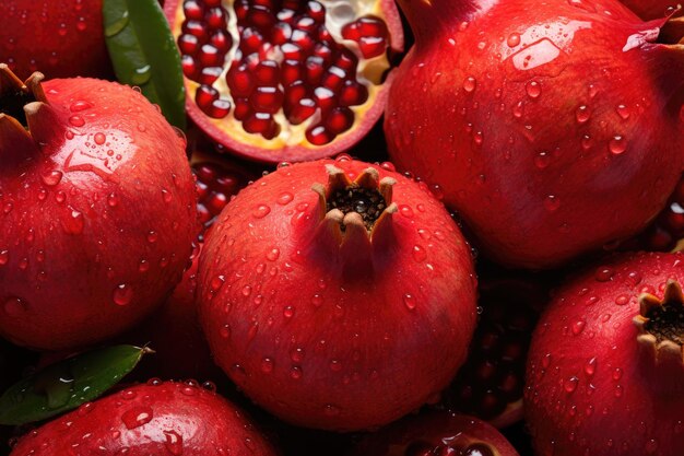 Photo close up on pommegranate seasonal fruits for winter