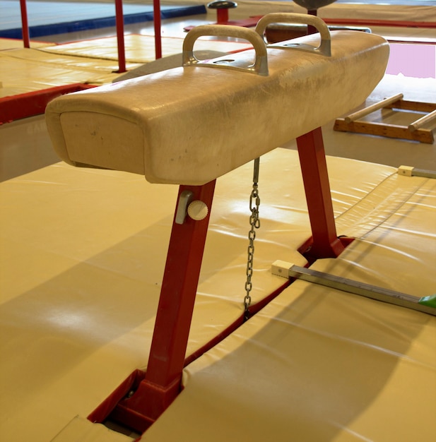 Photo close-up of pommel horse at gym