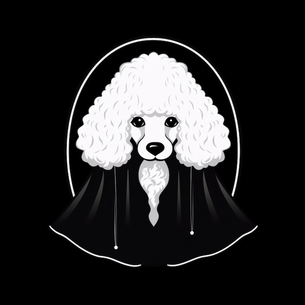 Photo a close up of a poodle with a black cape on generative ai