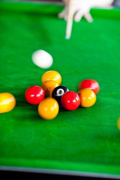 Close-up of a pool player