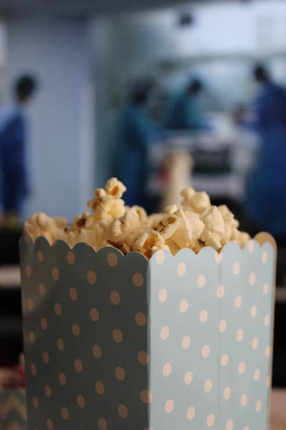 Foto close-up di popcorn