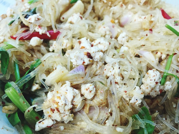 Photo close-up of pork salad