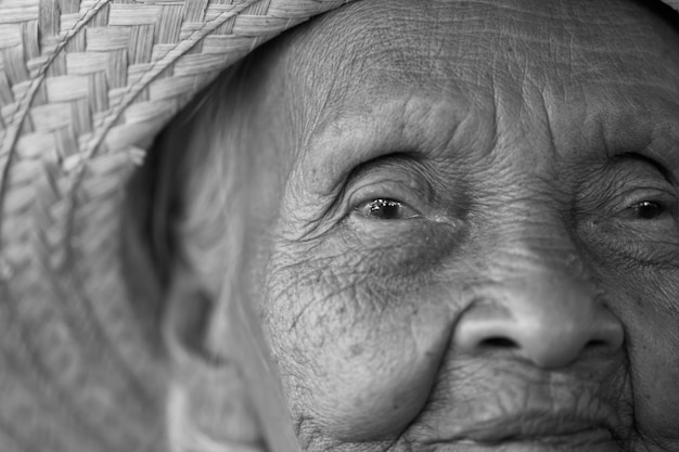 Close up portrait of 90 years old asian woman