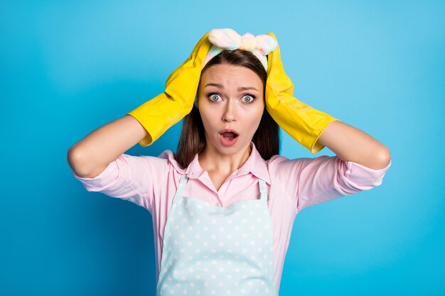 close-up portrait of amazed maid news reaction